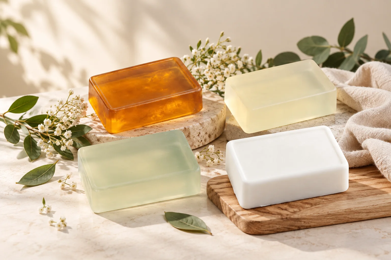 Vital Seed natural glycerin soap bases in amber, clear, translucent and white varieties