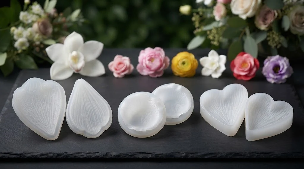 Wax flower petal texturizers for botanical candle making