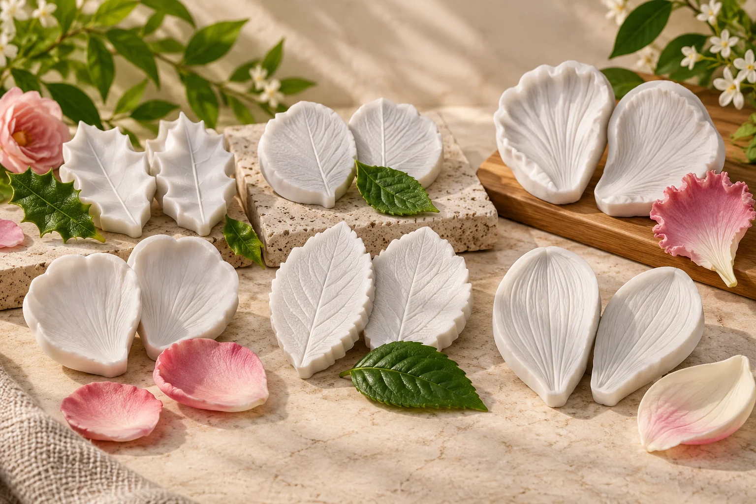 Silicone petal and leaf texturizers for realistic wax flowers